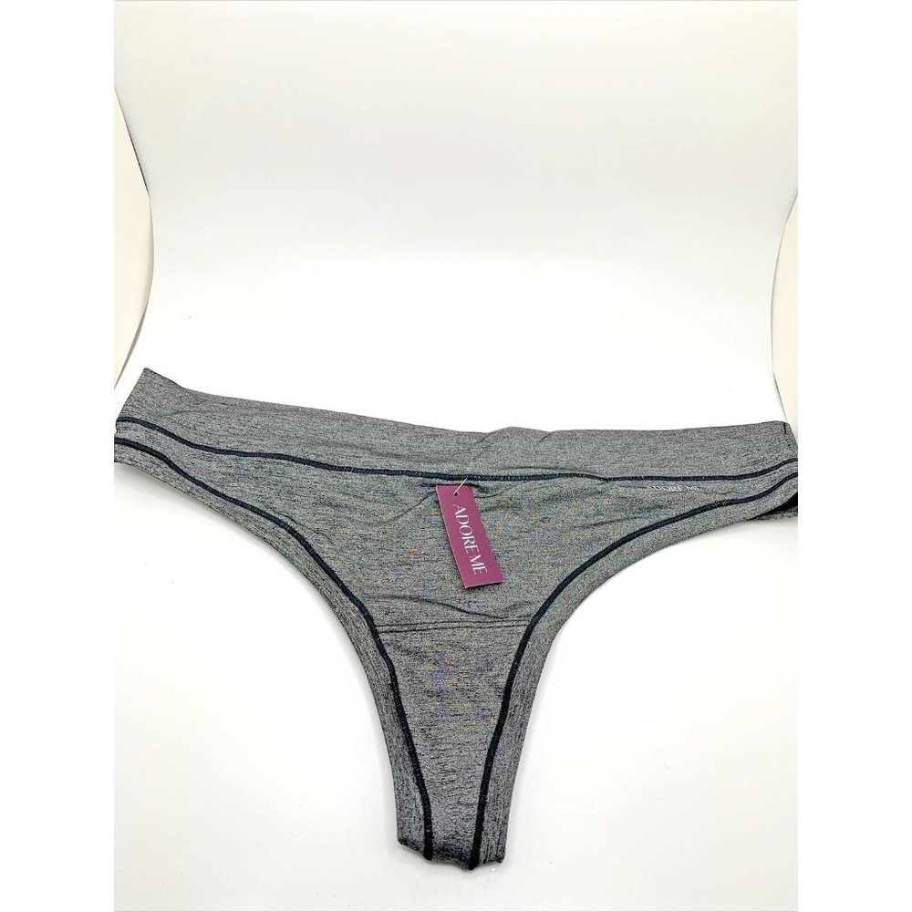 Adore Me Heather Gray Elastic Waist Pull On Thong Panties Womens Size Large